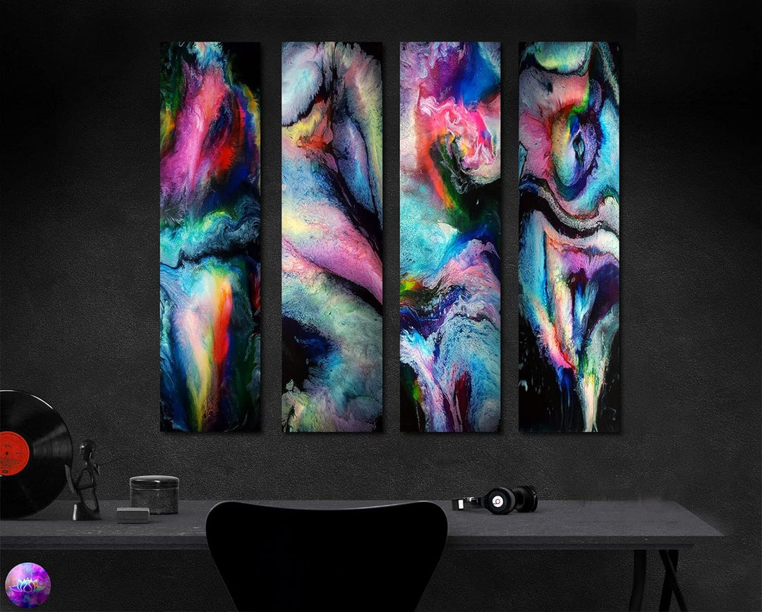 Bild auf Metall - 25 cm x 100 cm Moderne Kunst abstrakt - Kunstdruck auf leuchtend glänzenden Alumin