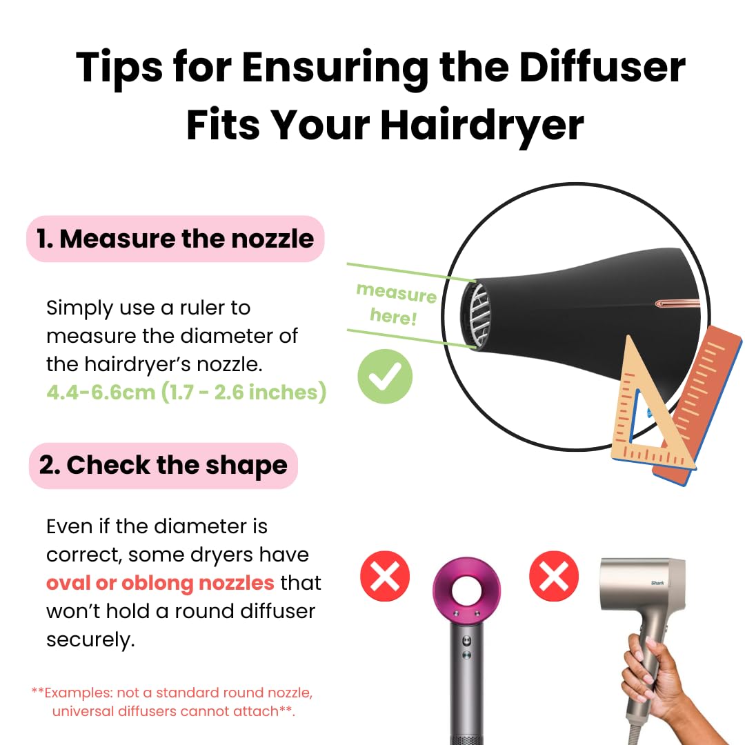 GIHALI Universeller Haardiffusor, robust, geeignet für Haartrockner von 4,4 – 6,6 cm, für lockiges o