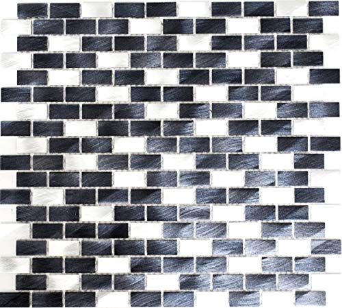 Mosaik Rückwand Aluminium Stäbchen schwarz Fliesenspiegel Küche MOS48-0208_f