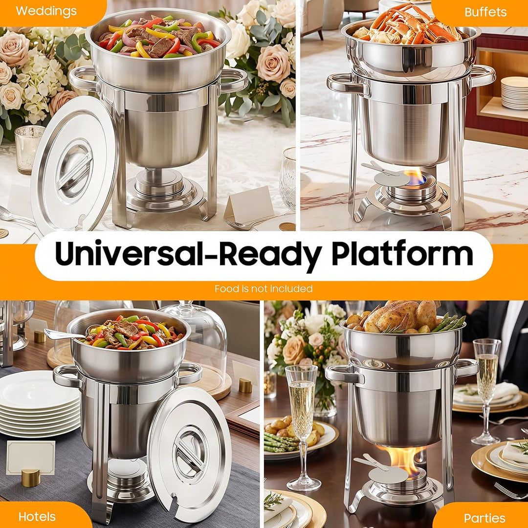 7L Edelstahl Chafing Dish, Wärmebehälter mit Handgriff & Deckel, Speisewärmer Warmhalteplatte Suppen