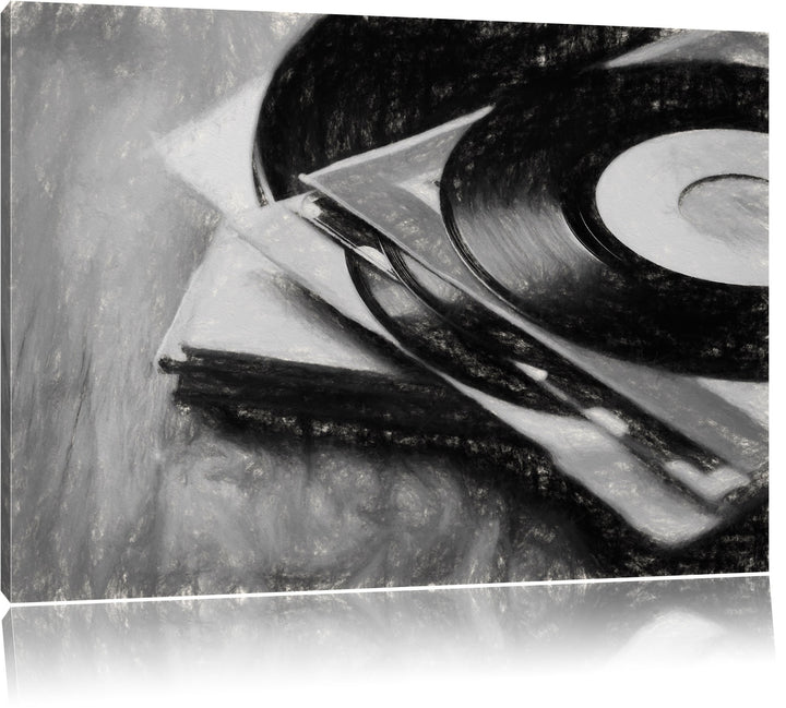 Pixxprint Schallplatten als Leinwandbild/Grösse: 100x70 cm/Wandbild/Kunstdruck/fertig bespannt, 100x