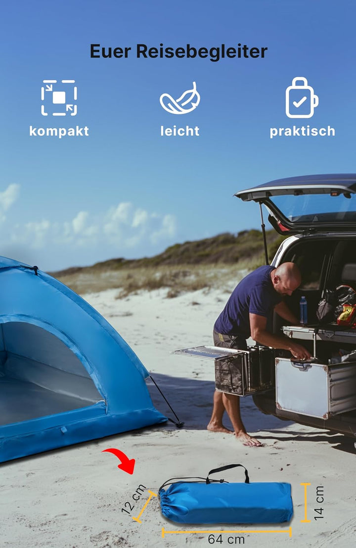 Menz Strandmuschel für 2–3 Personen – UV 50+ Strand Sonnenschutz – wasserdichtes, windfestes Strandz
