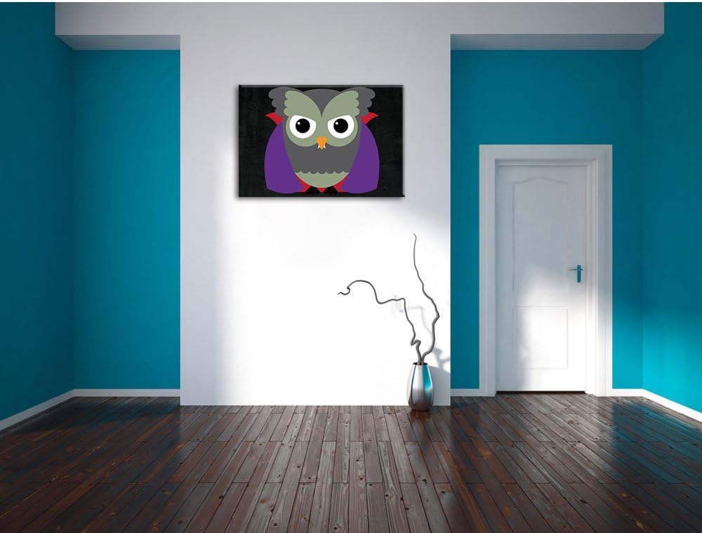 Vampir Eule schwarz, Format: 100x70 auf Leinwand, XXL riesige Bilder fertig gerahmt mit Keilrahmen,