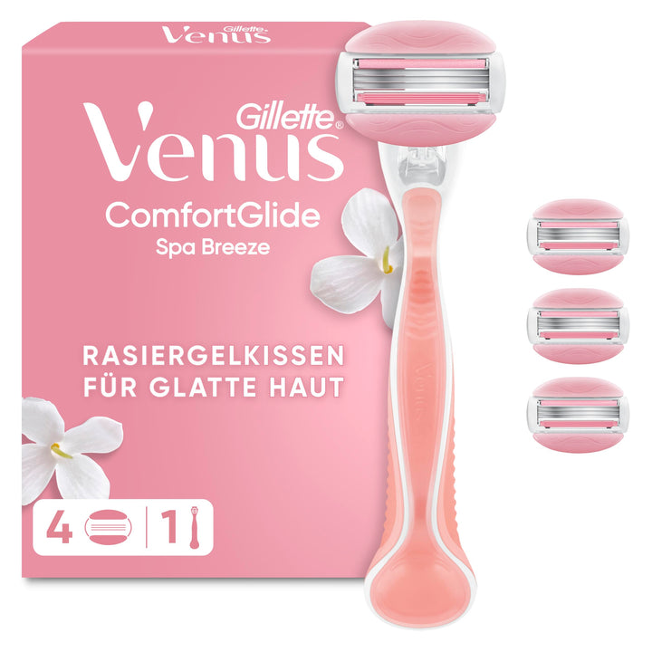 Gillette Venus ComfortGlide Spa Breeze Damenrasierer, 1 Ersatzklingen, rutschfestes, ergonomisches H