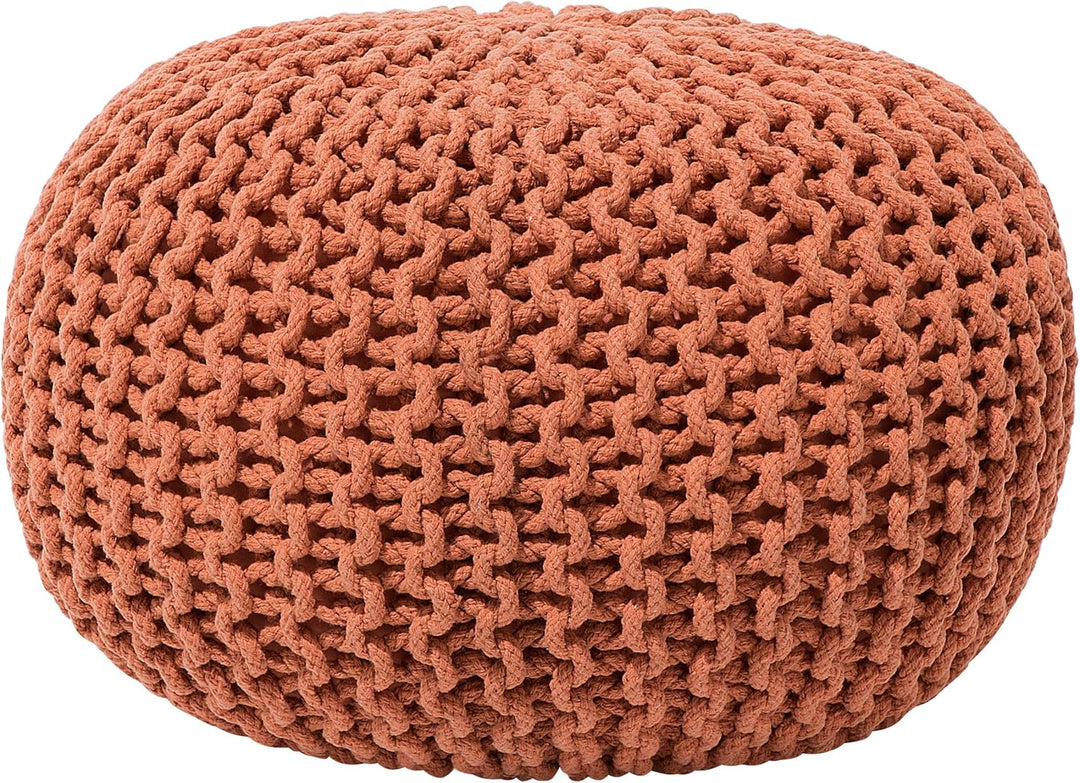 Geflochtener Strickpouf zum Sitzen Baumwolle braun rund 40 cm Modern Conrad