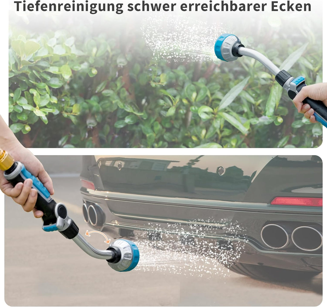 Diivoo Giessstab, Robuste Metall-Gartenbrause mit Stiel, 180° schwenkbaren Kopf Stabbrause mit Durch