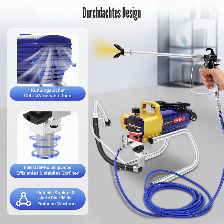 MINRS Airless Farbspritzgerät 1500W 3300 psi Hocheffiziente Airless Spritzgerät Airless Farbsprühsys