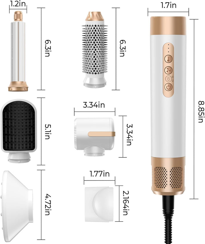 Airstyler 7 in 1,Multi-Hairstyler Set 1400w Föhn mit Diffusor Haartrockner mit 3 Temperatur, 30mm Ai