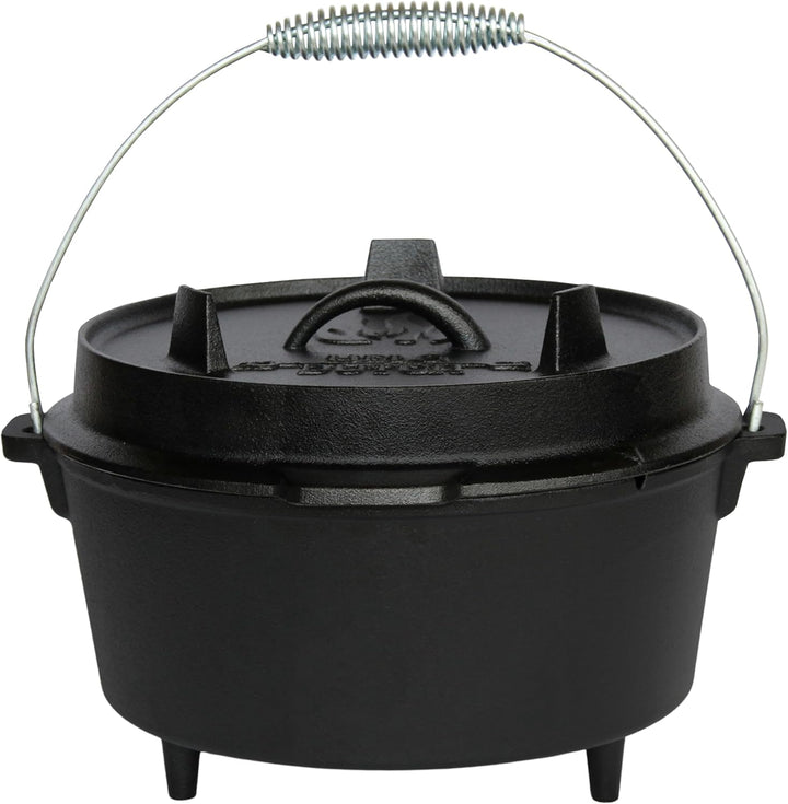 Dutch Oven Set Gusseisen 1,8L-13,6L – Feuertopf mit Deckelheber, Schmortopf mit & ohne Füsse, Schlit