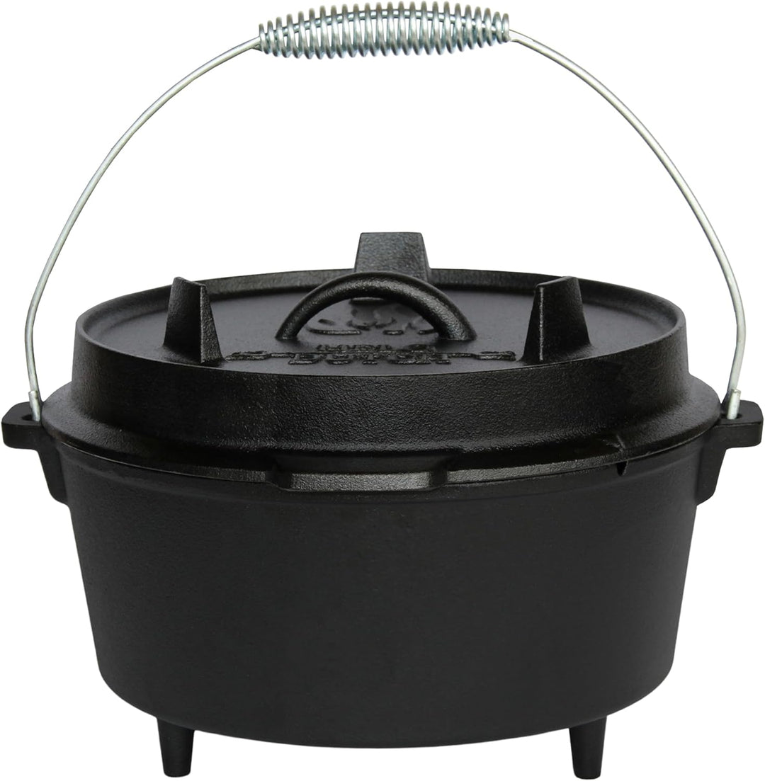 Dutch Oven Set Gusseisen 1,8L-13,6L – Feuertopf mit Deckelheber, Schmortopf mit & ohne Füsse, Schlit