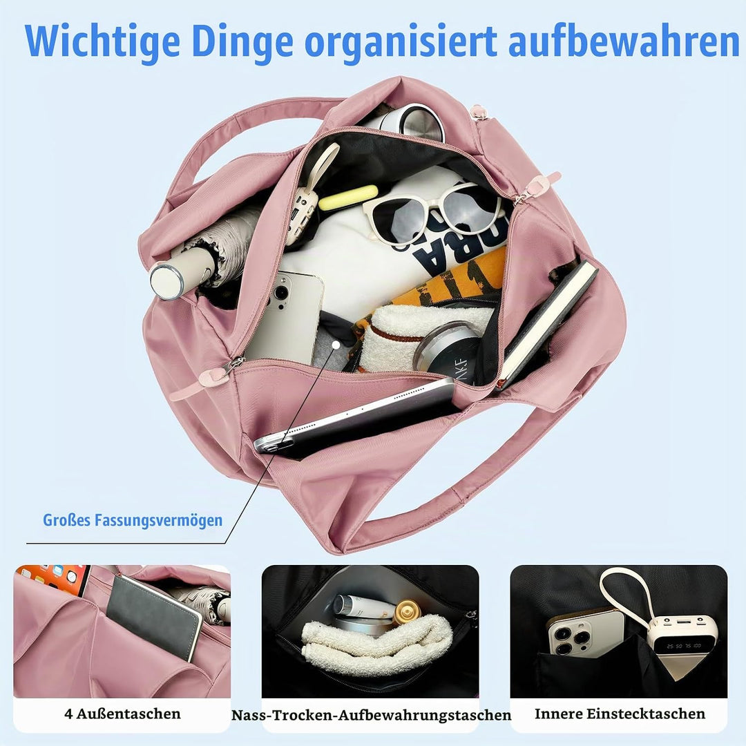 Sporttasche für Damen und Herren mit Schuhfach &amp; Nassfach Weekender Reisetasche Freizeit Handtasche