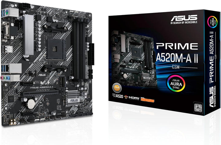 ASUS Prime A520M-A II/CSM Mainboard Sockel AM4 (AMD Ryzen, Micro-ATX, M.2, 1Gbit/s-Ethernet, SATA 6G