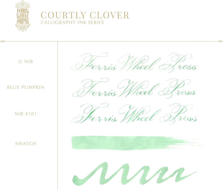 Ferris Wheel Press Calligraphy Ink | Courtly Clover Light Green | 28ml Light Green 28 ml, Light Gree