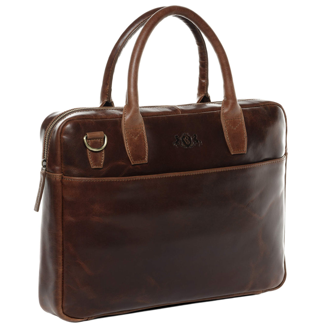 SID &amp; VAIN grosse Laptoptasche schmal echt Leder - 15 Zoll Laptop Business-Tasche BOSTON gross - Umh