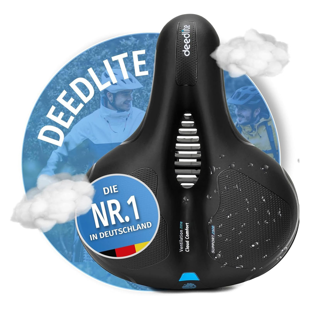 Cloud Comfort Pro 2.0 Fahrradsattel Bequem Weich Memory Schaum Radsattel Mit Rotem Warnstreifen City