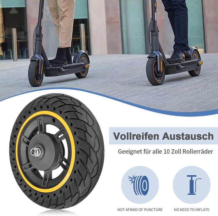 Vollreifen für Max G30, 10 Zoll Vollgummireifen Vorderrad, 60/70-6,5 Roller Ersatzräder für Segway N