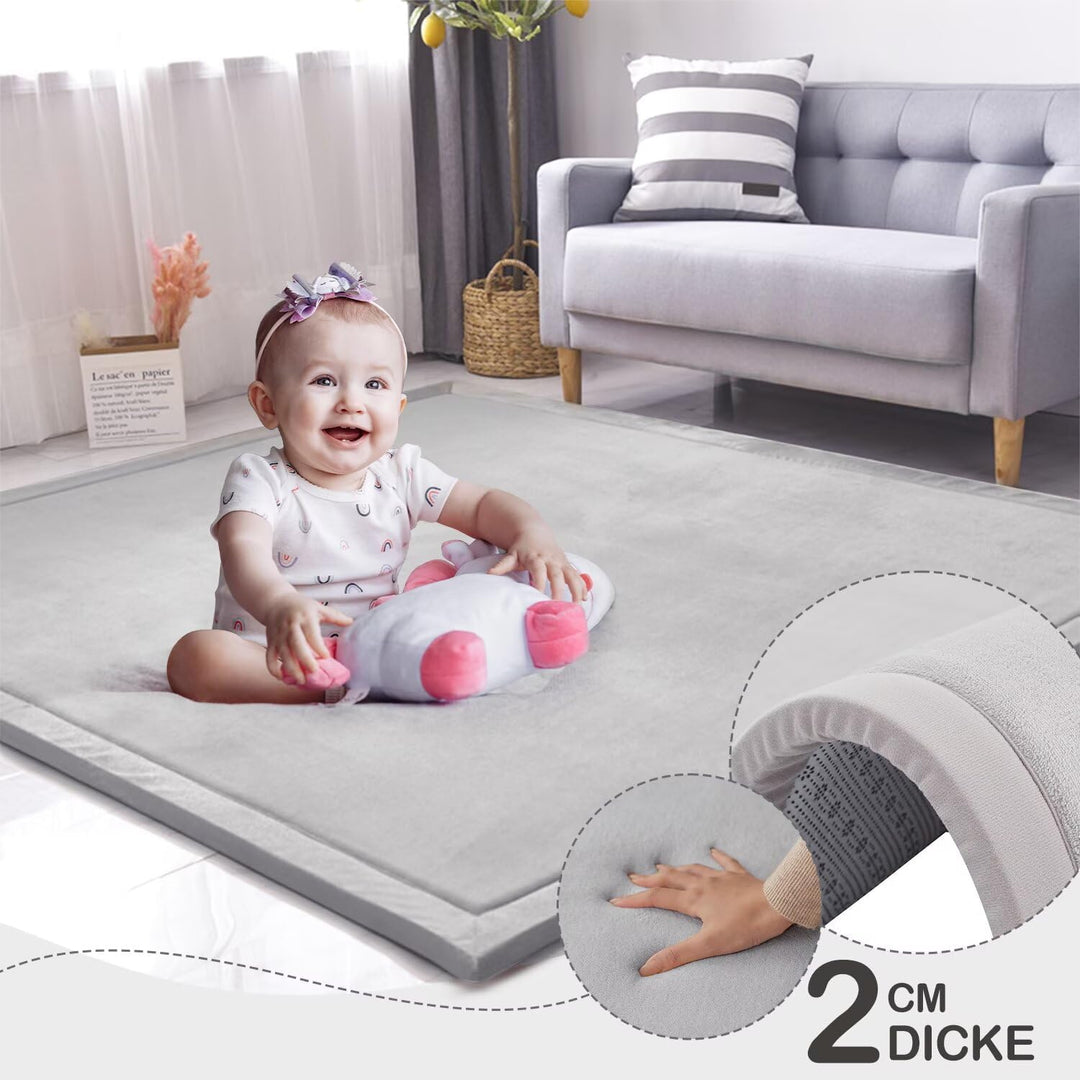 LEHOUR Verdickung Korallen Samt Teppich Kinder Krabbeldecke Weiche Tatami Teppiche Kinder rutschfest