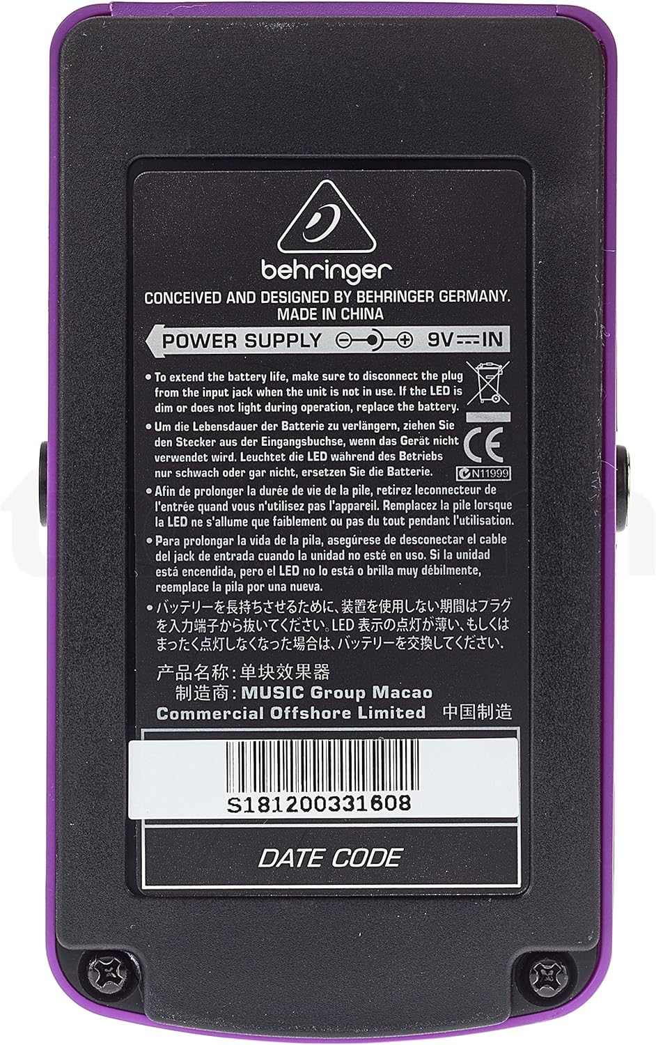 Behringer OVERDRIVE/DISTORTION OD300 2-Mode Overdrive/Distortion Effektpedal OVERDRIVE/DISTORTION OD
