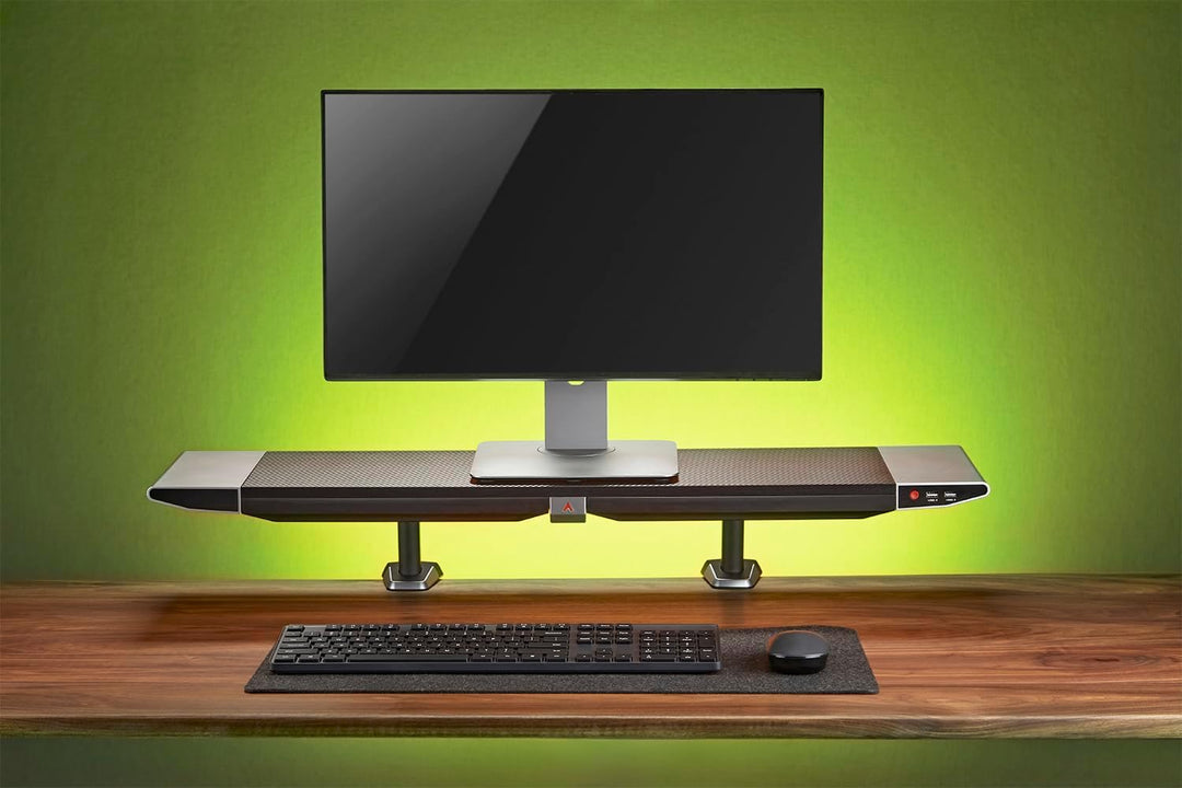 mywall Monitorständer mit RGB-Beleuchtung - HT44L, Klemmbefestigung, Bildschirmerhöhung, 2 Schublade
