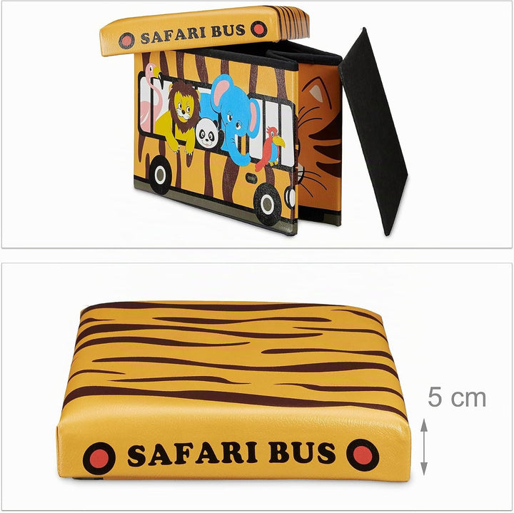 Relaxdays Faltbare Spielzeugkiste Tiger HBT 32 x 48 x 32 cm stabiler Kinder Sitzhocker als Spielzeug