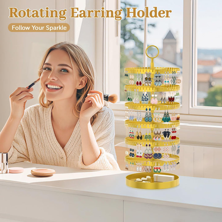 Drehender Ohrring Ständer Halter Organizer Display mit Metalltablett, 6-Stufiger Ladies Verstellbare