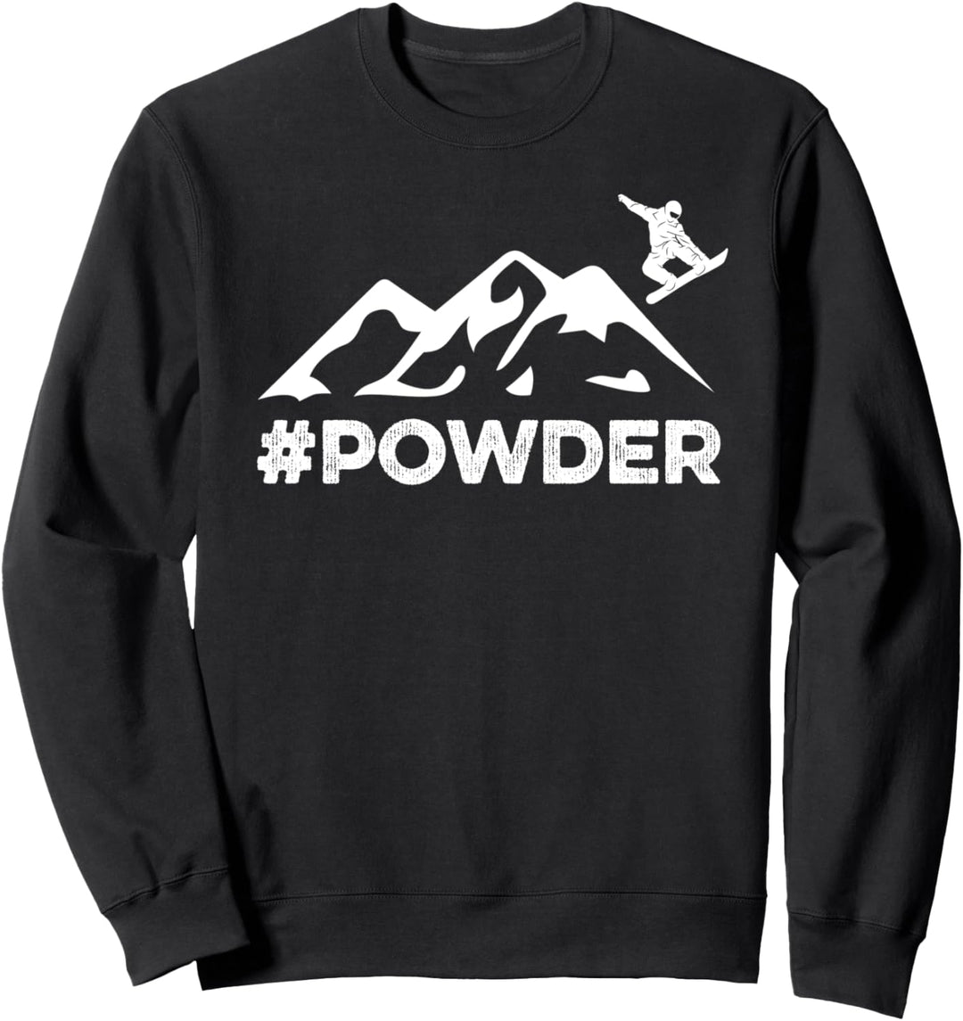 Snowboarden Design mit Snowboarder, Berg und Powder Sweatshirt