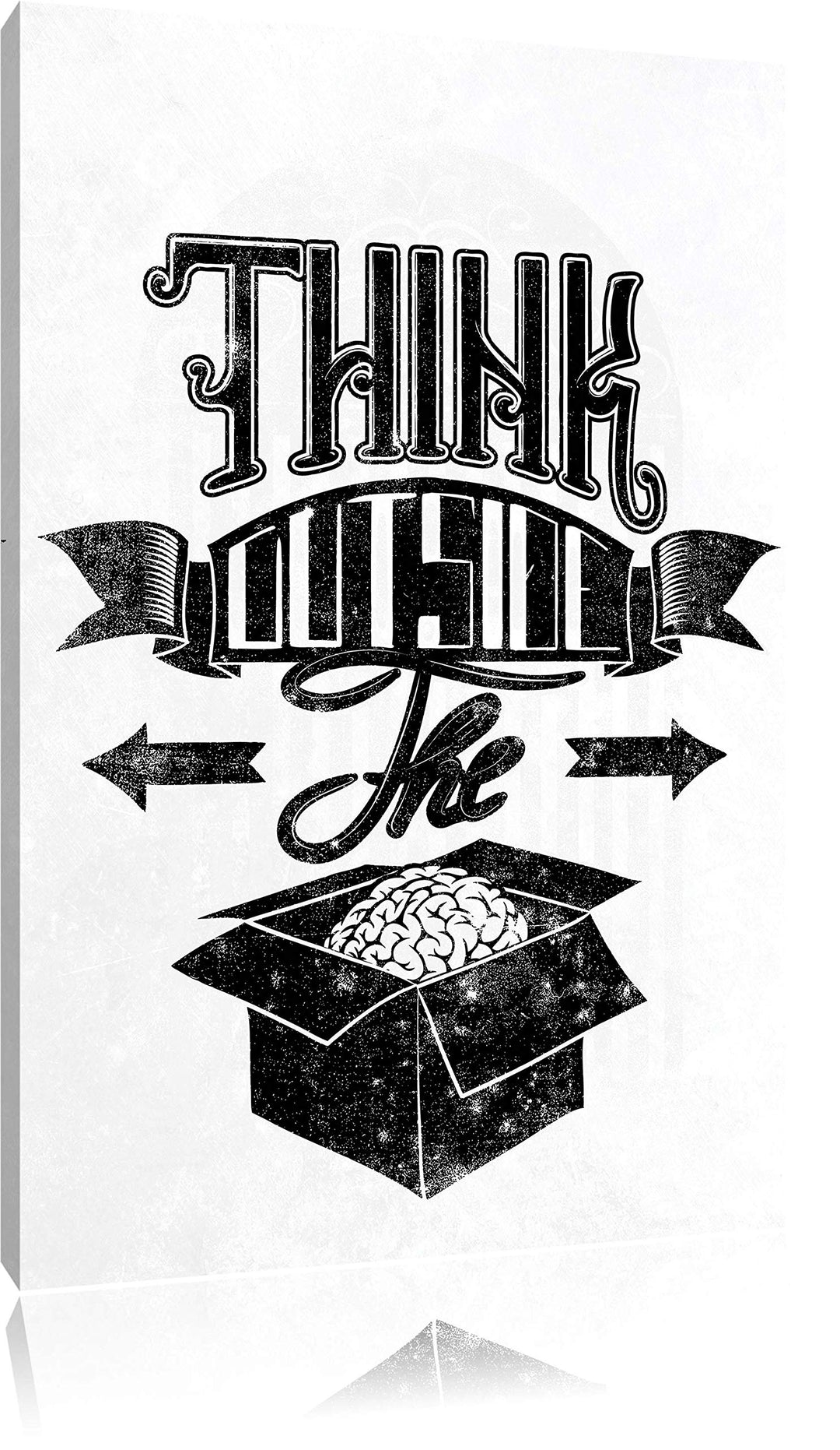 Think outside the box white Bild auf Leinwand, XXL riesige Bilder fertig gerahmt mit Keilrahmen, Kun