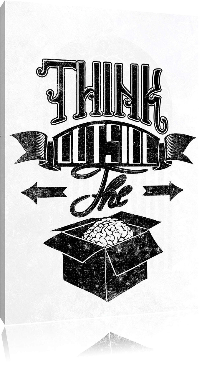 Think outside the box white Bild auf Leinwand, XXL riesige Bilder fertig gerahmt mit Keilrahmen, Kun