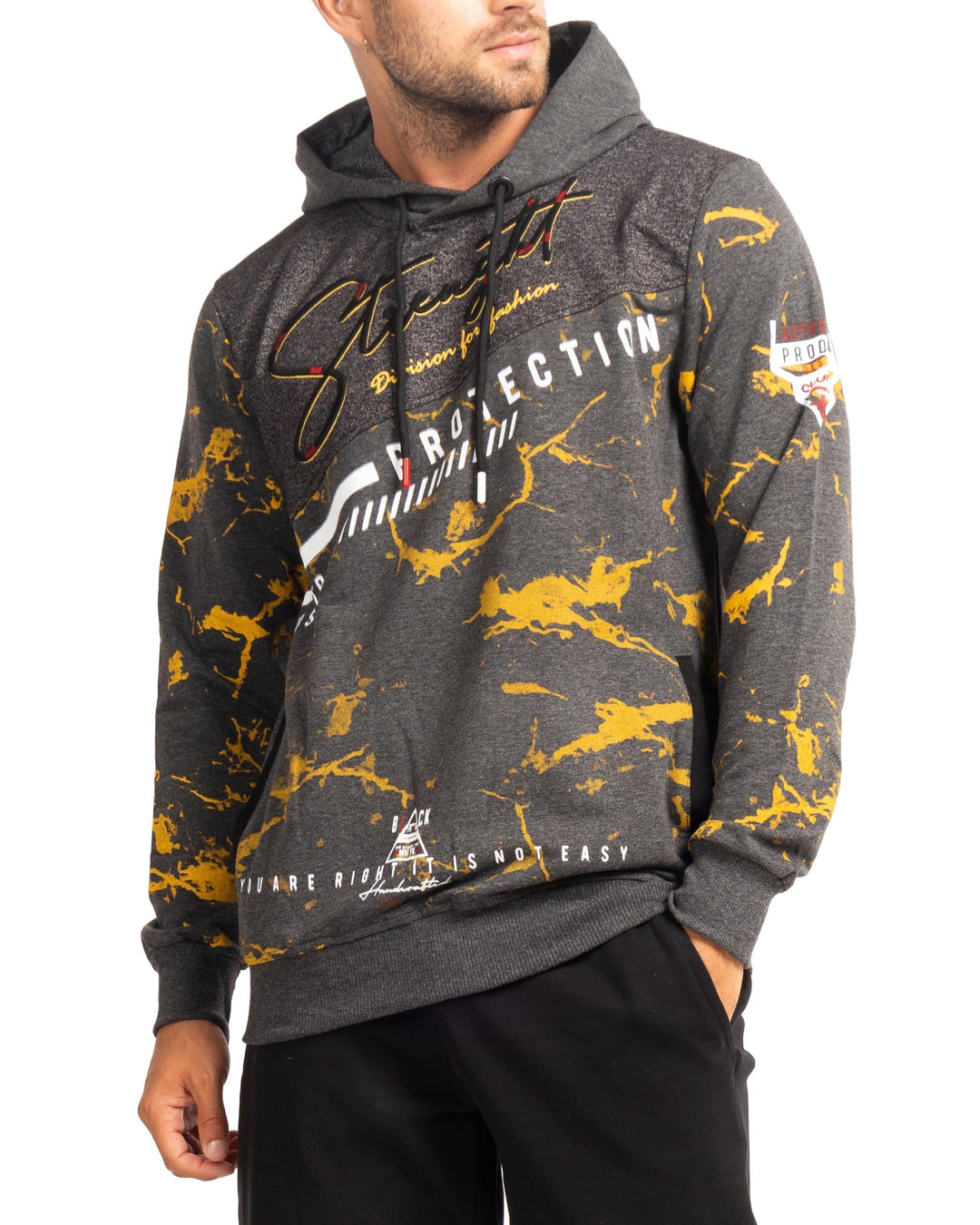 Subliminal Mode Herren-Kapuzen-Sweatshirt, langärmlig, zweifarbig, mit Tasche, lässiger Stil, Basic,
