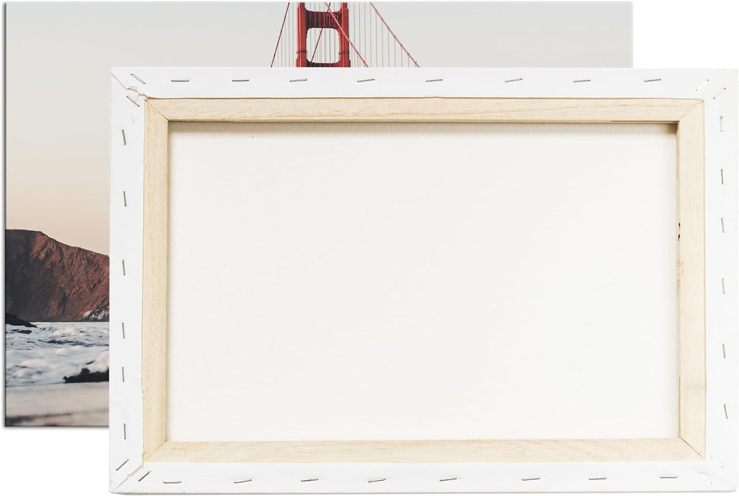 deyoli rote Golden Gate Brücke Format: 100x70 cm als Leinwandbild, Motiv fertig gerahmt auf Echtholz