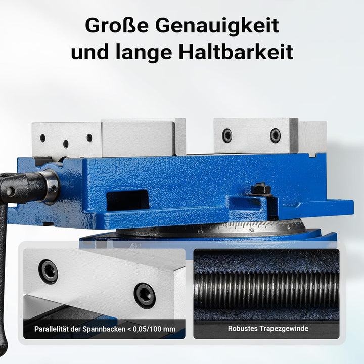 Präzisions-Schraubstock, Maschine, Backenbreite 100 mm, schwenkbar, Haltewerkzeug Werkbank