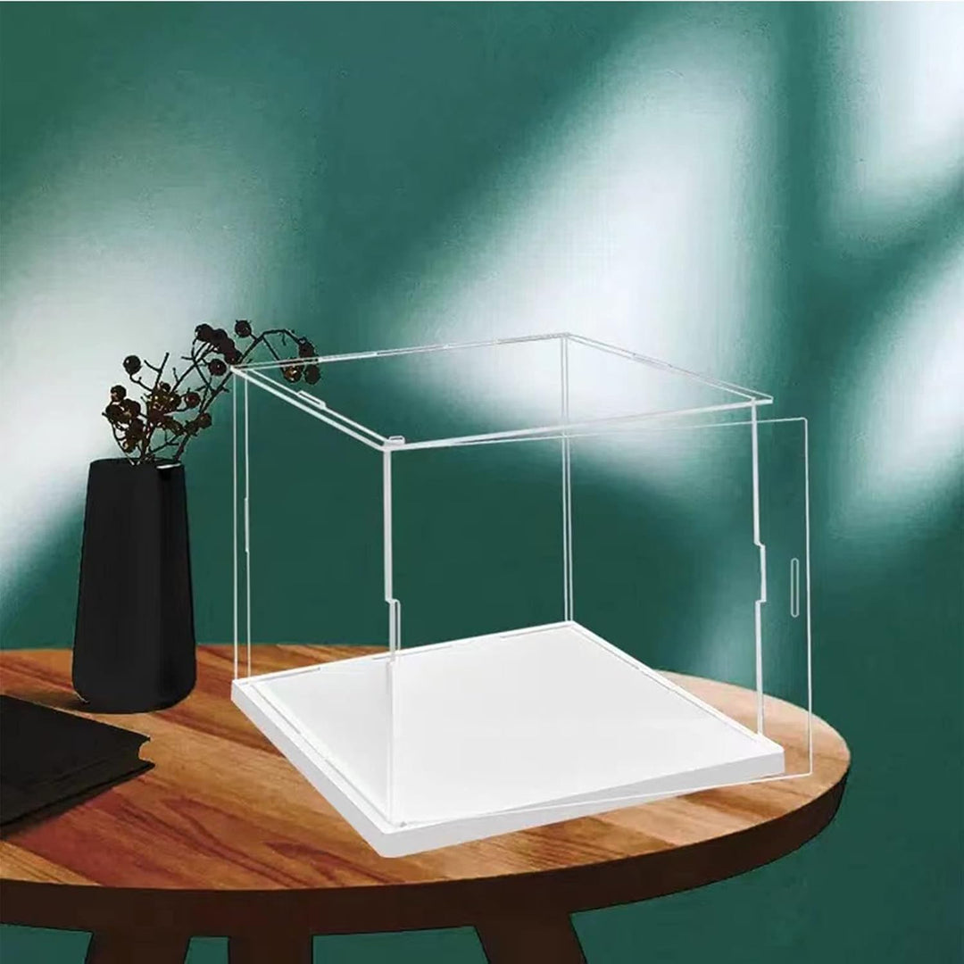 Öffne klare Acryl-Vitrine-Assemble Countertop Box mit weisser Basis, Staubschutz für Action Figuren