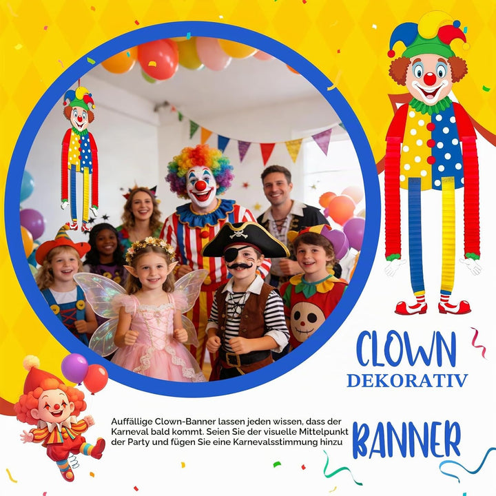 Ronronner 2 Stück Faschingsdeko Clown, Karneval Deko Clown, Verstellbare Wanddeko für Fenster &amp; Wand