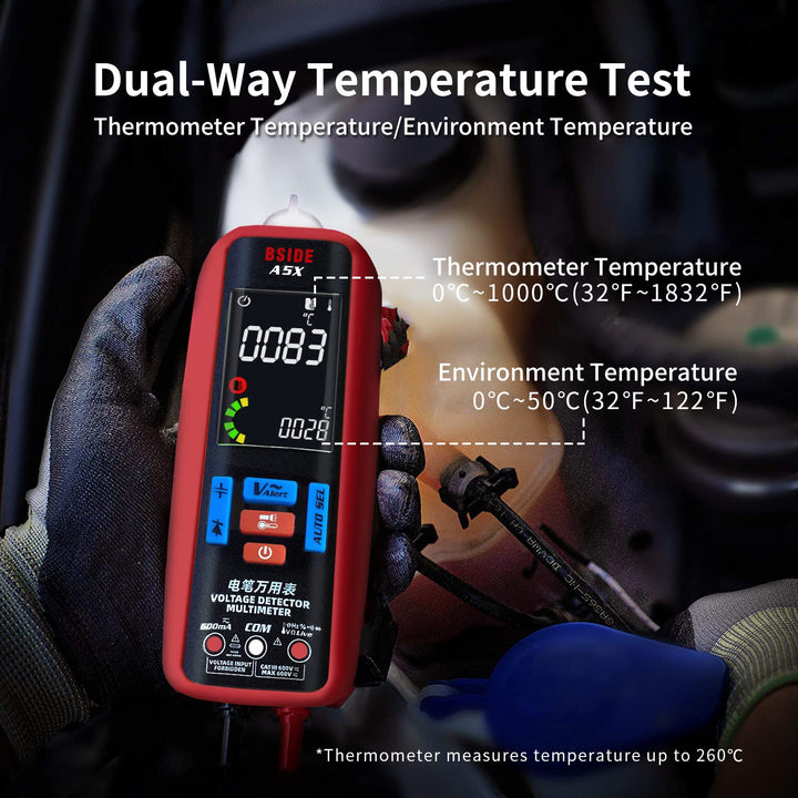 BSIDE Digital Multimeter Automatisch Stromprüfer Spannungsprüfer Farb LCD 6000 Zähler mit Temperatur