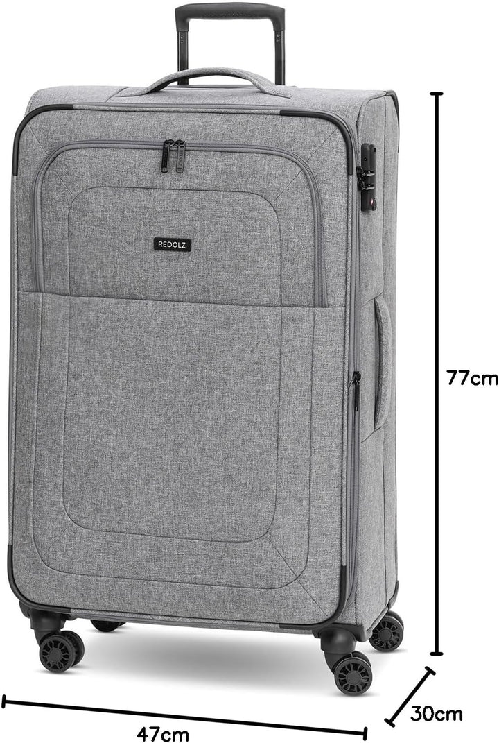 REDOLZ grosser Weichschalen Koffer für Damen & Herren | Leichter Trolley 77 cm mit 4 Doppelrollen &