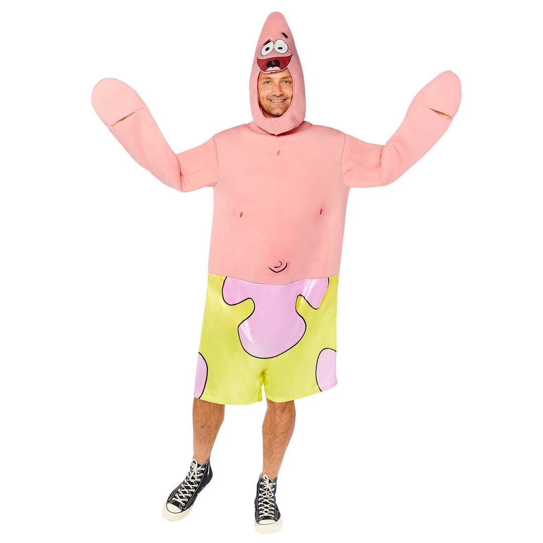 amscan Unisex Erwachsenenkostüm Patrick Erwachsenenkostüm Patrick, Overall mit bedruckten Shorts, Mü