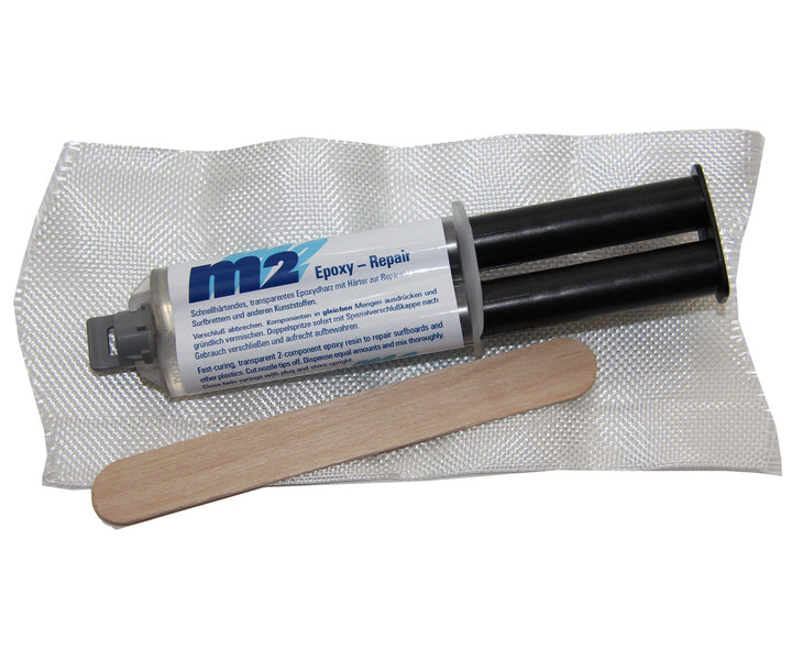 m2 Epoxy Repair schnellhärtend transparent Epoxydharz mit Härter & Glasfasermatte Holzspachtel - Set