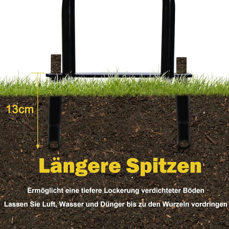 XMTECH 3 in 1 Gartengeräte mit Stiel, Rasenbelüfter Rasenlüfter, Gartenkralle Twist, Manuelle Bodenk