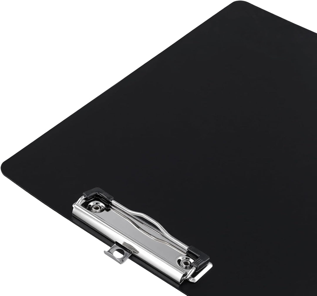 10er Klemmbrett A4, Clipboard A4 Schwarz, Schreibbrett mit Metallklemme und Aufhängeose, Kunststoff