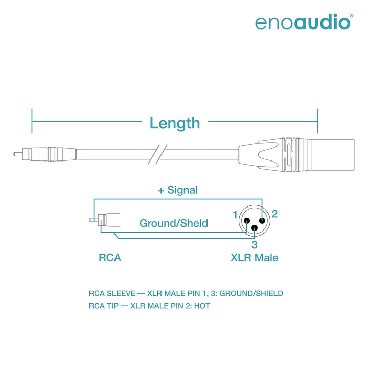 enoaudio Mogami 2534 Quad Professionel Studio Kabel | Neutrik Gold Cinch RCA - XLR male | HiFi, 10 m