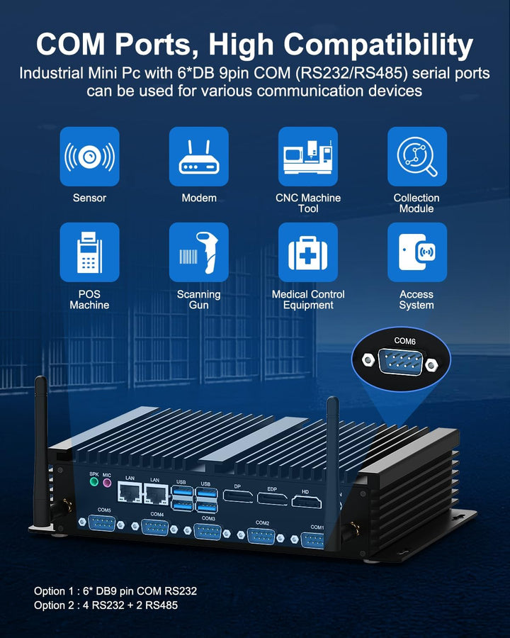 WEIDIAN Industrie PC Lüfterloser i5-8250U Fanless Mini PC Win 11, 8GB RAM 256GB SSD Lüfterlos PC Sup
