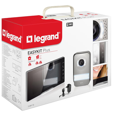 LEGRAND, EASYKIT Plus Video-Türsprechanlagen-Set mit 2-Draht-Anschluss, 7"-Farbmonitor-verspiegelt &