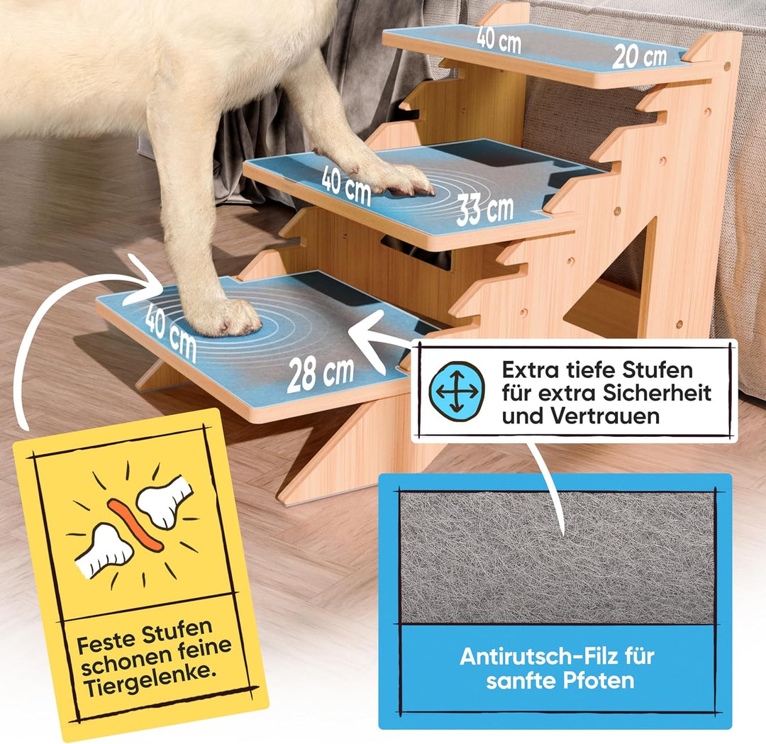 AMAZINGs Haustiertreppe für kleine, mittlere und schwere Hunde, Junge und alte Katzen. Flexibel eins