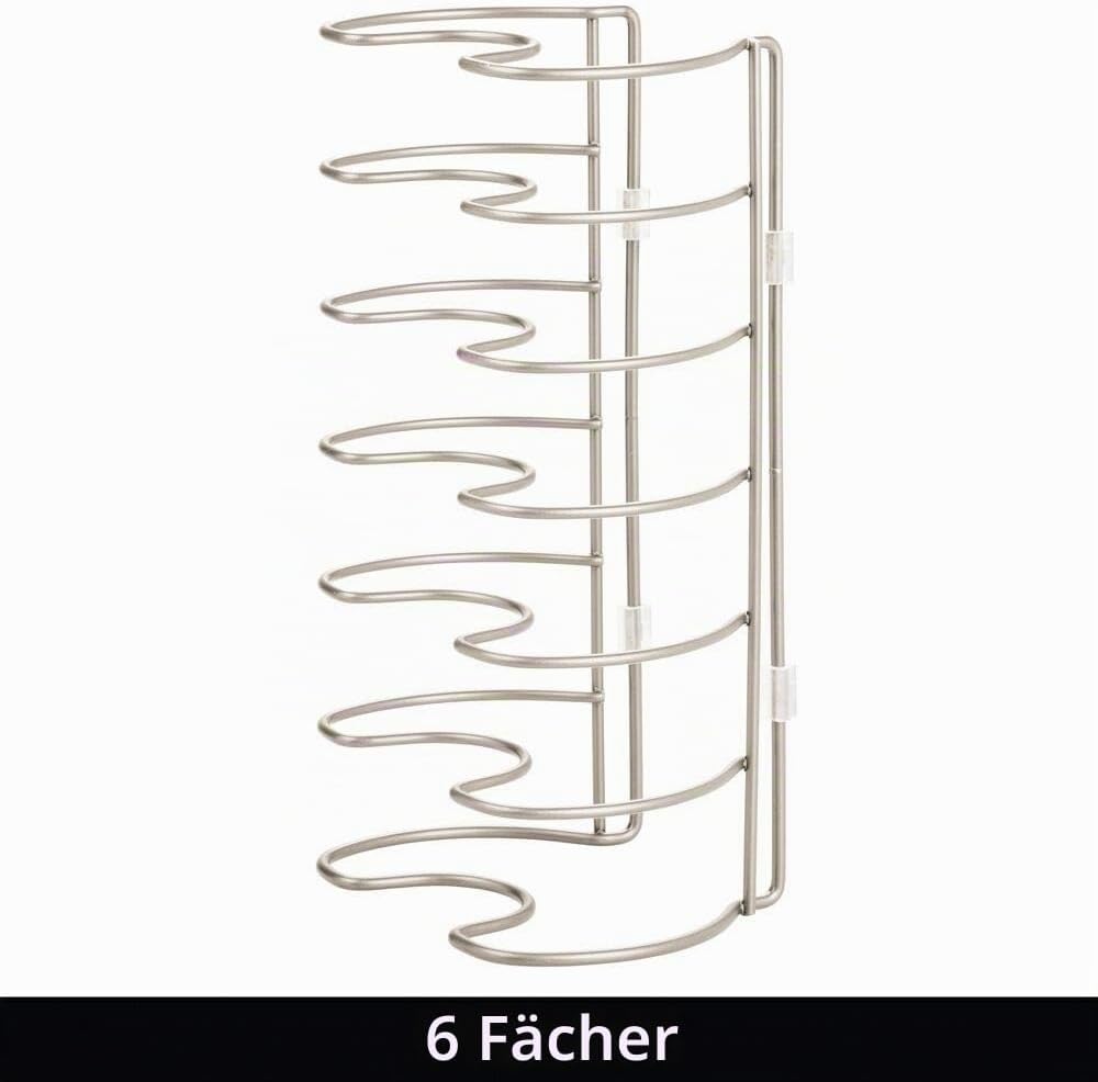 mDesign 2er-Set Geschirrablage für Kochtöpfe, Deckel und Pfannen – kompakter Topfdeckelhalter aus Me