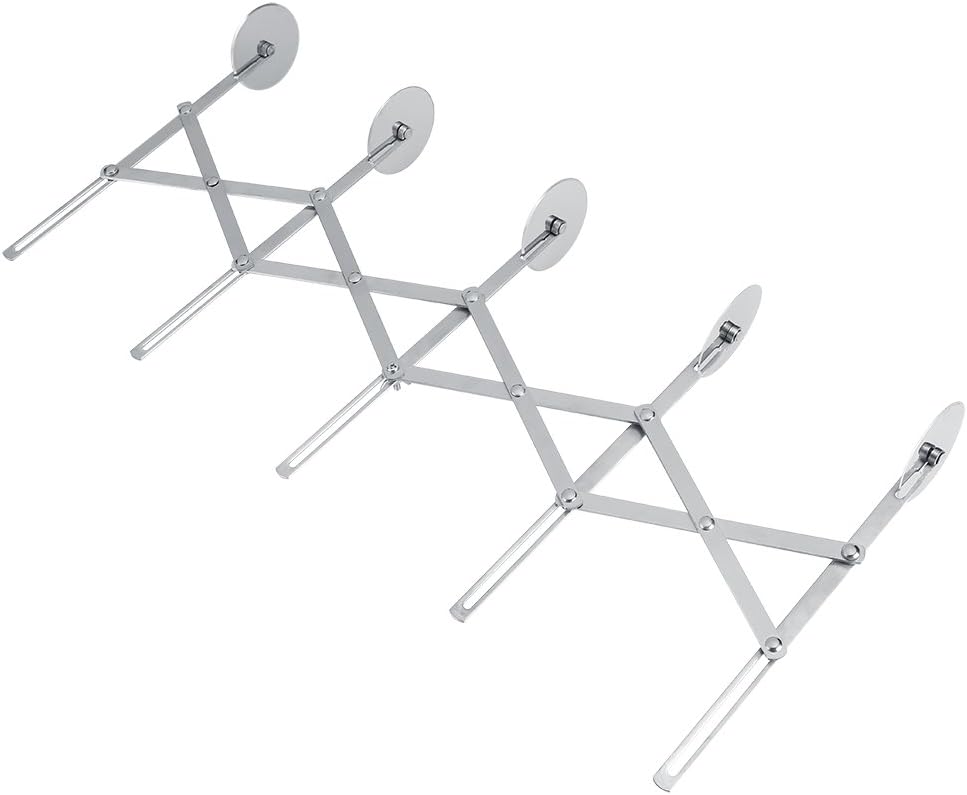 Haofy Teigschneider Pizzaschneider Edelstahl Teig Teiler 5 Rädchen Justierbar Cutter Rollenwerkzeuge