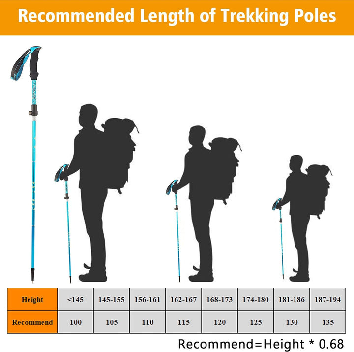 HOVIN Walking Stöcke Damen,Wanderstöcke Faltbar 105-125cm,Trekkingstöcke mit Gummipuffers für Trekki