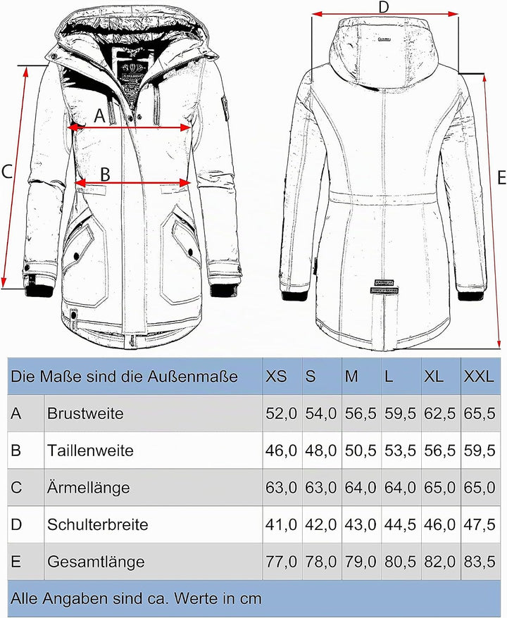 Navahoo Damen warmer Winter Kurzmantel Avrille II XS-XXL M Dark Choco, M Dark Choco
