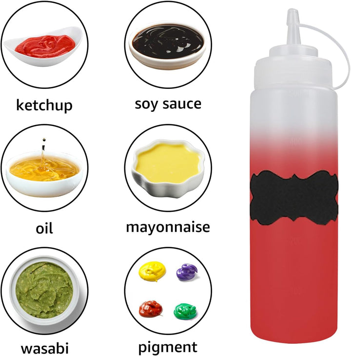 ASelected 10 Stück Grosser Squeeze Flasche 680ml, Saucenflasche, Quetschflasche mit Kappen, XL 680ml