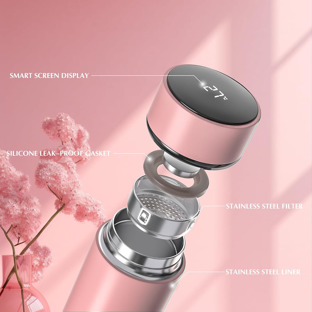 Homealexa 500ml Thermosflasche, Vakuum Isolierbecher Trinkflasche aus 304 Edelstahl, LED-Touchscreen