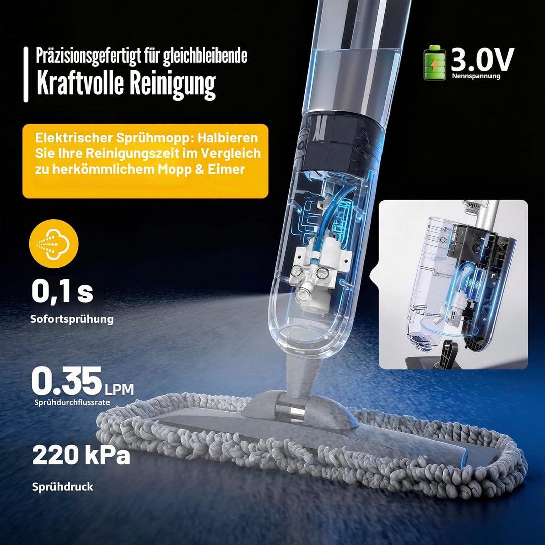 DARIS Bodenreinigungsmopp, Sprühmopp, Flachmopp für trocken und nass, mit Sprühfunktion, 1x 700 ml n